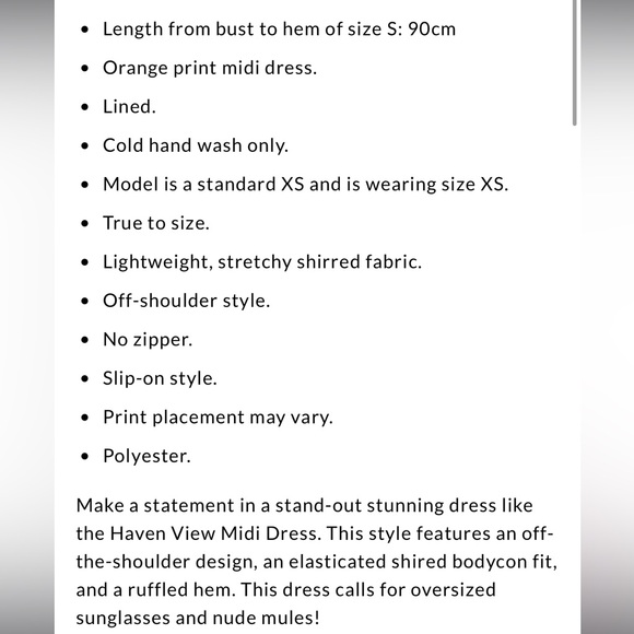 🪸 HELLO MOLLY Haven View Midi Dress Orange. Off the Shoulder. Ruched. MEDIUM - Picture 9 of 9